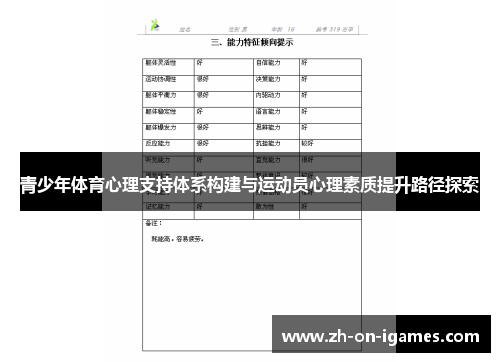 青少年体育心理支持体系构建与运动员心理素质提升路径探索